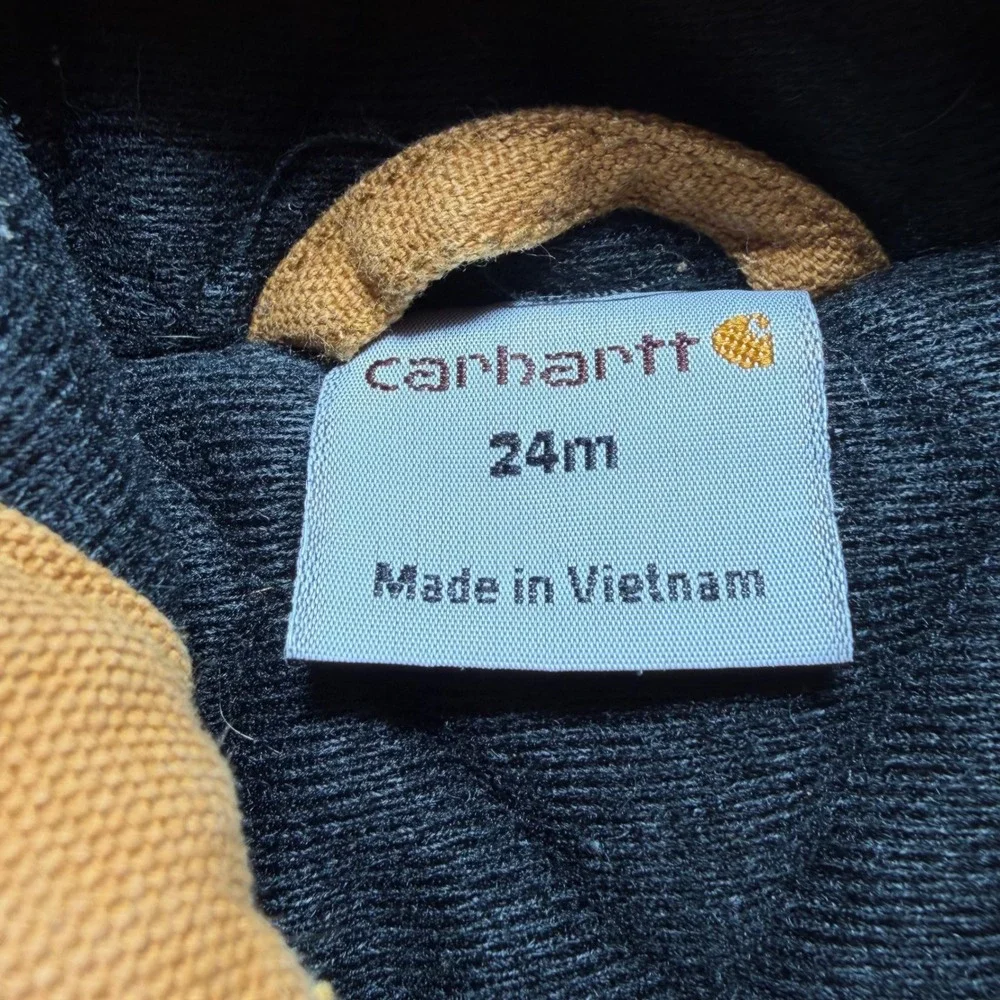 Carhartt Kids 24M Brown Canvas Hooded Active Jacket CP8430 Cotton Duck Coat